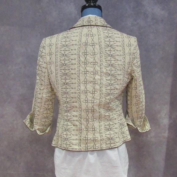 Jones Wear Beige w/ Brown Embroidery Blazer 10 - Picture 3 of 4